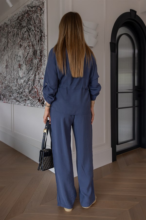 Çift Cep Fermuarlı Takım - LACİVERT