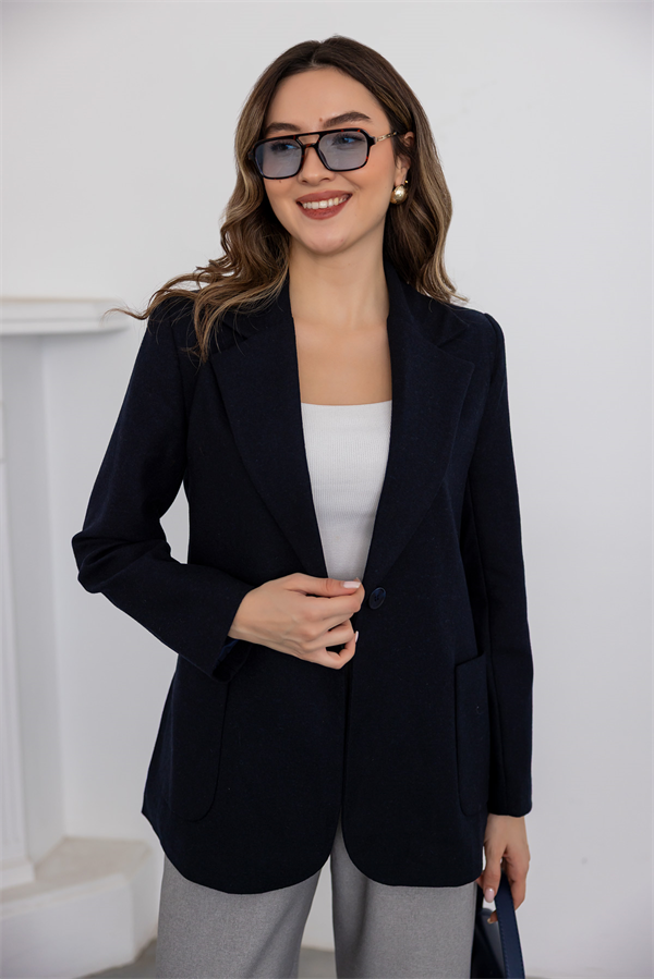 Çift Cepli Blazer Ceket - LACİVERT