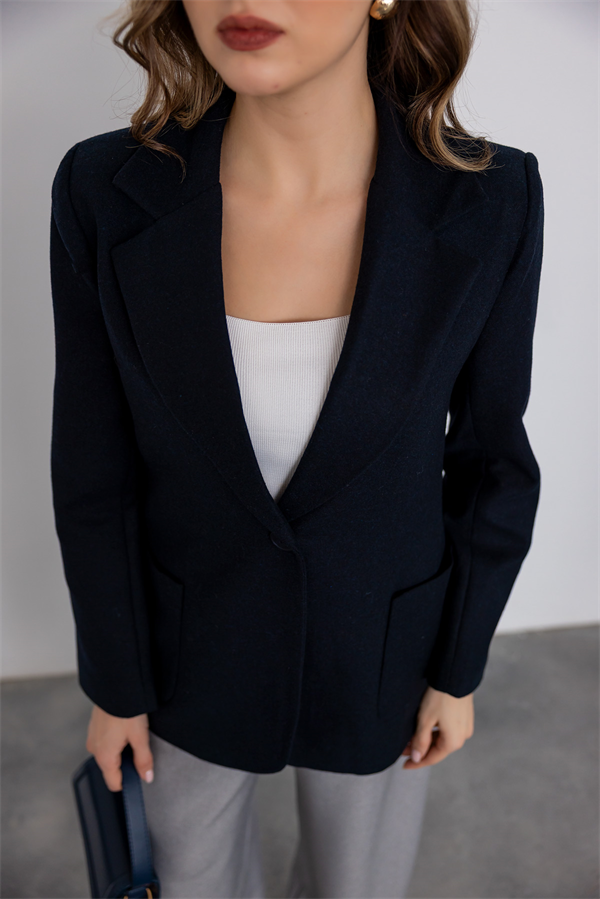 Çift Cepli Blazer Ceket - LACİVERT