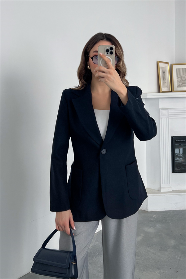 Çift Cepli Blazer Ceket - LACİVERT