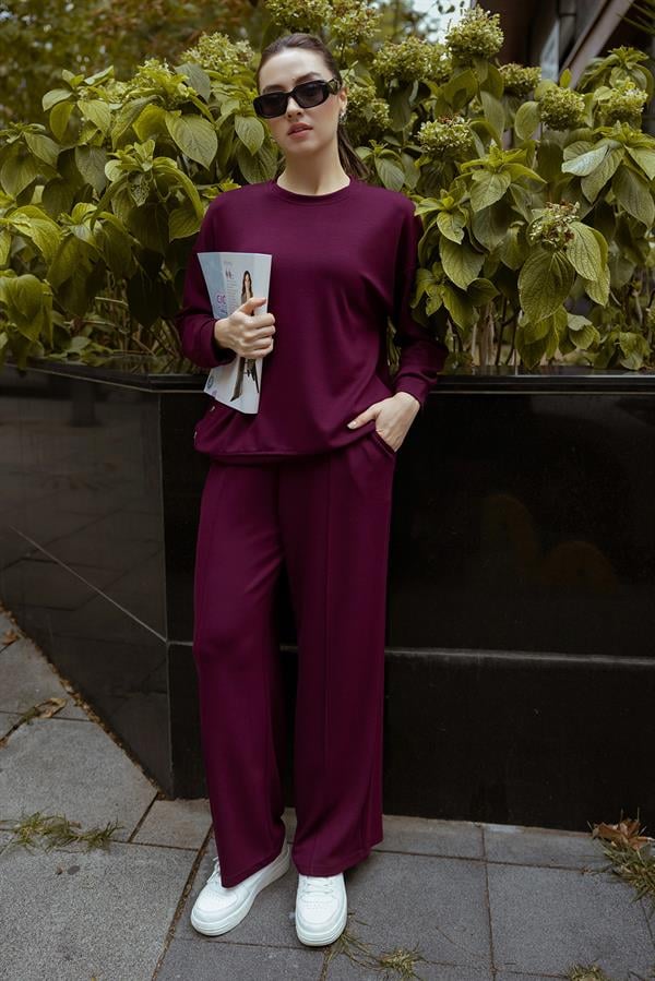 Çıtçıtlı Modal Takım - BORDO