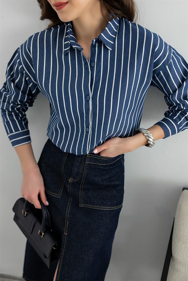 Striped Shirt - Navy Blue