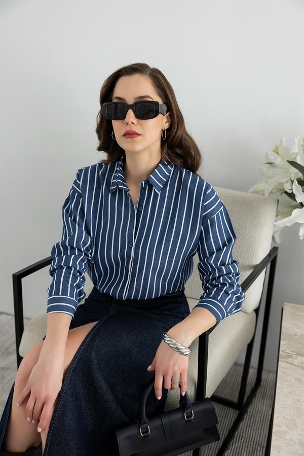 Striped Shirt - Navy Blue