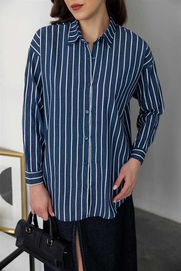 Striped Shirt - Navy Blue