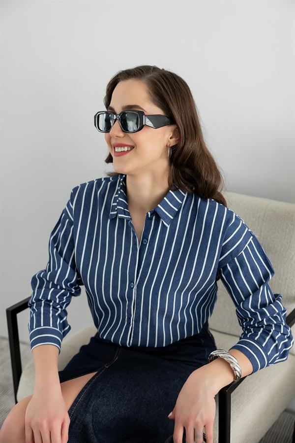 Striped Shirt - Navy Blue