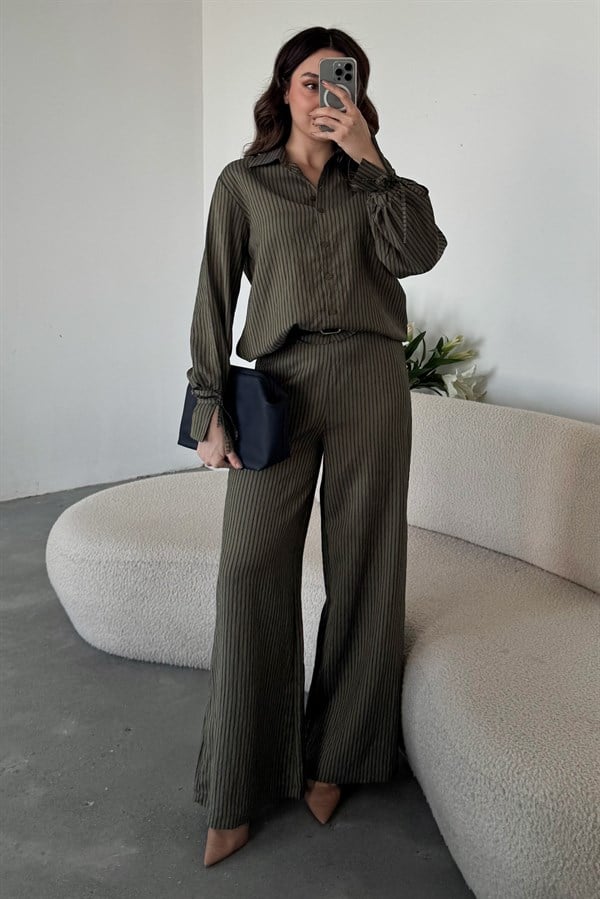 Çizgili Premium Takım - HAKİ