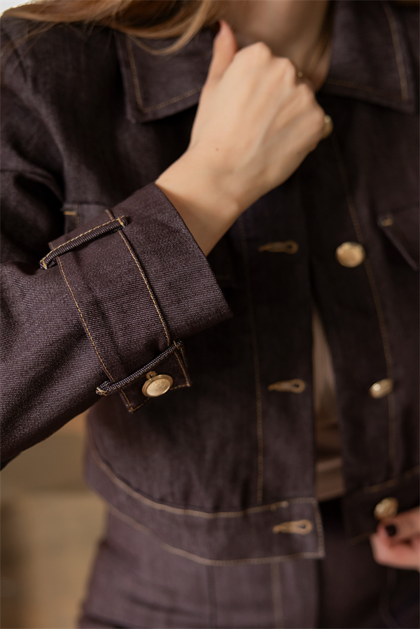 Crop Ceketli Takım - KAHVERENGİ