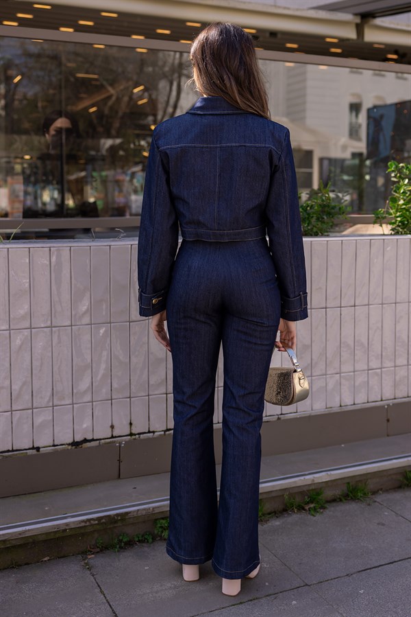 Crop Ceketli Takım - LACİVERT