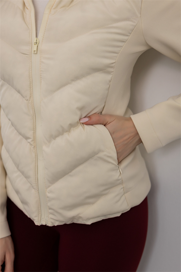 Dalgıç Kumaş Şişme Mont - EKRU