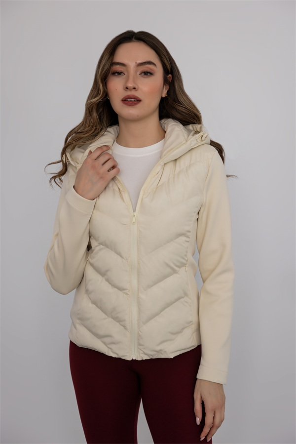 Dalgıç Kumaş Şişme Mont - EKRU