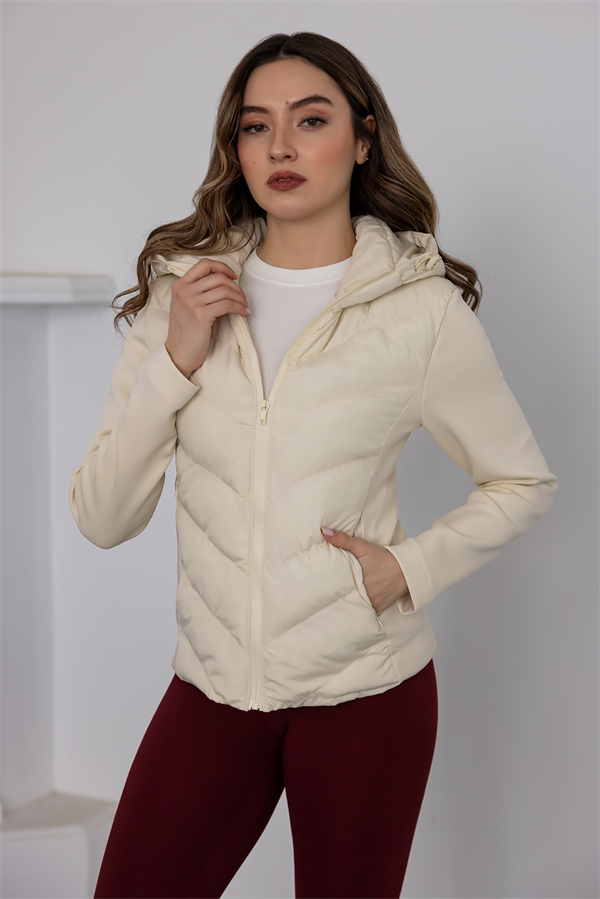 Dalgıç Kumaş Şişme Mont - EKRU