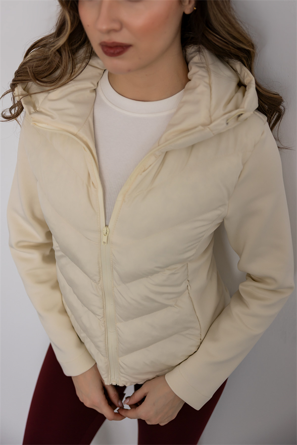 Dalgıç Kumaş Şişme Mont - EKRU