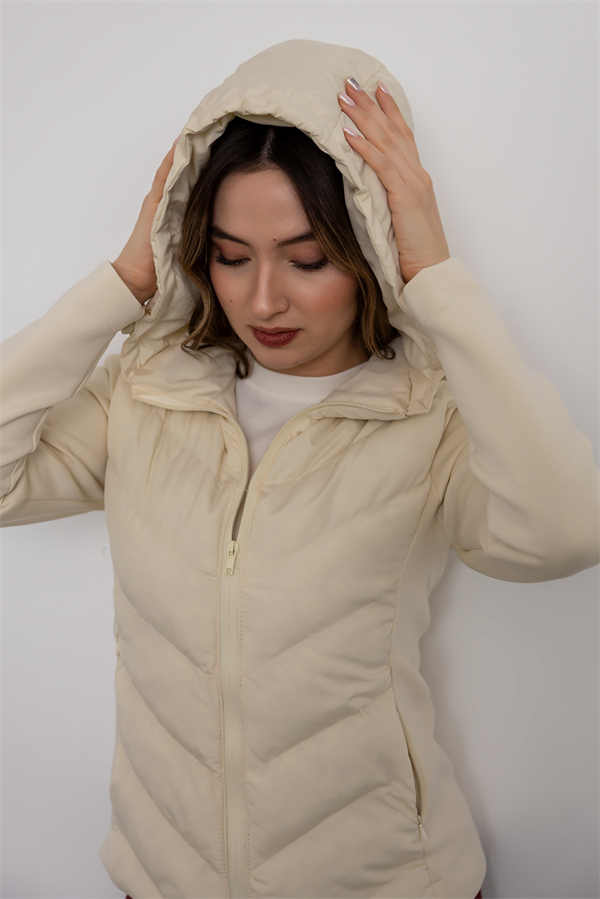 Dalgıç Kumaş Şişme Mont - EKRU