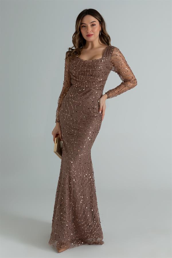 Degaje Yaka Payetli Abiye - VİZON