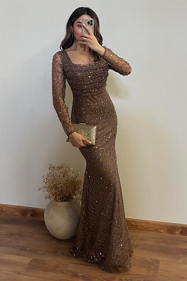 Degaje Yaka Payetli Abiye - VİZON