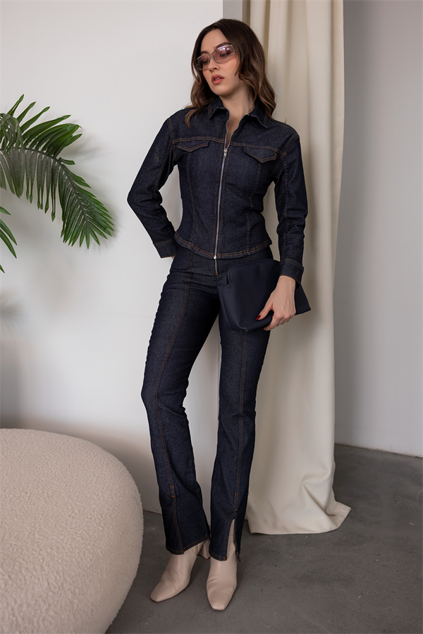 Denim Ceket Pantolon Takım - LACİVERT
