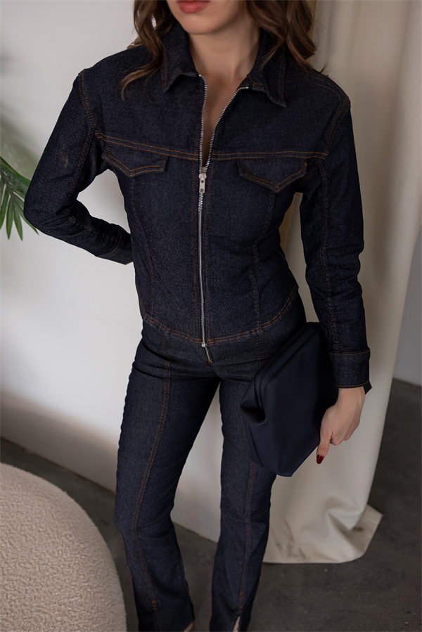Denim Ceket Pantolon Takım - LACİVERT