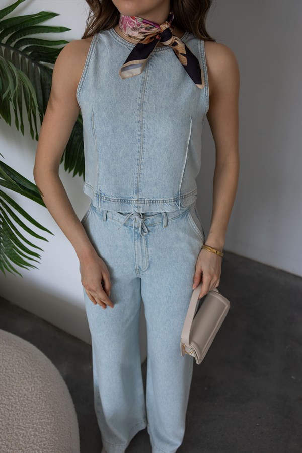 Denim İkili Takım - BUZ MAVİ