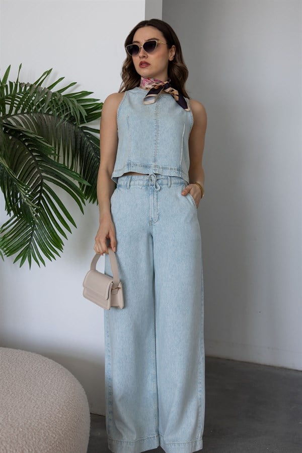 Denim İkili Takım - BUZ MAVİ