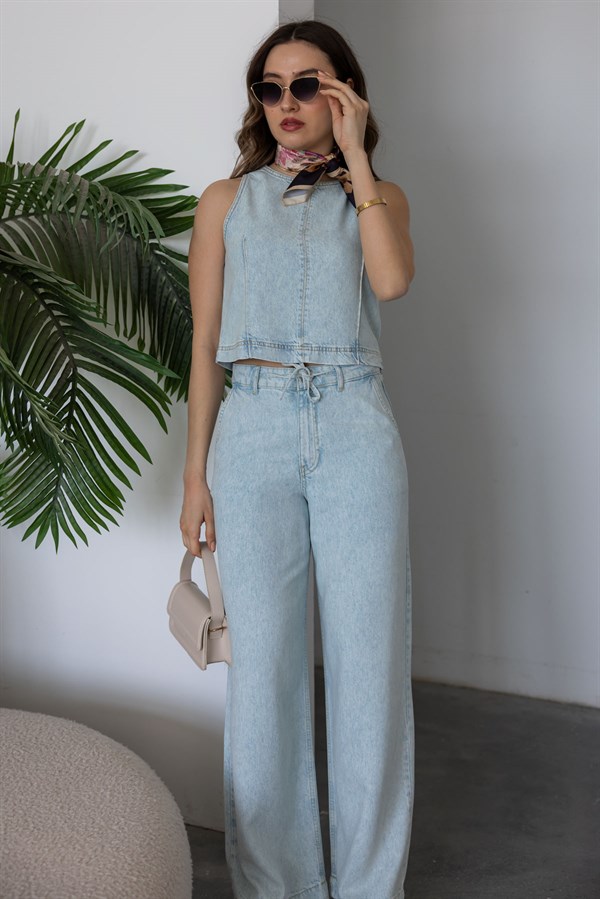 Denim İkili Takım - BUZ MAVİ