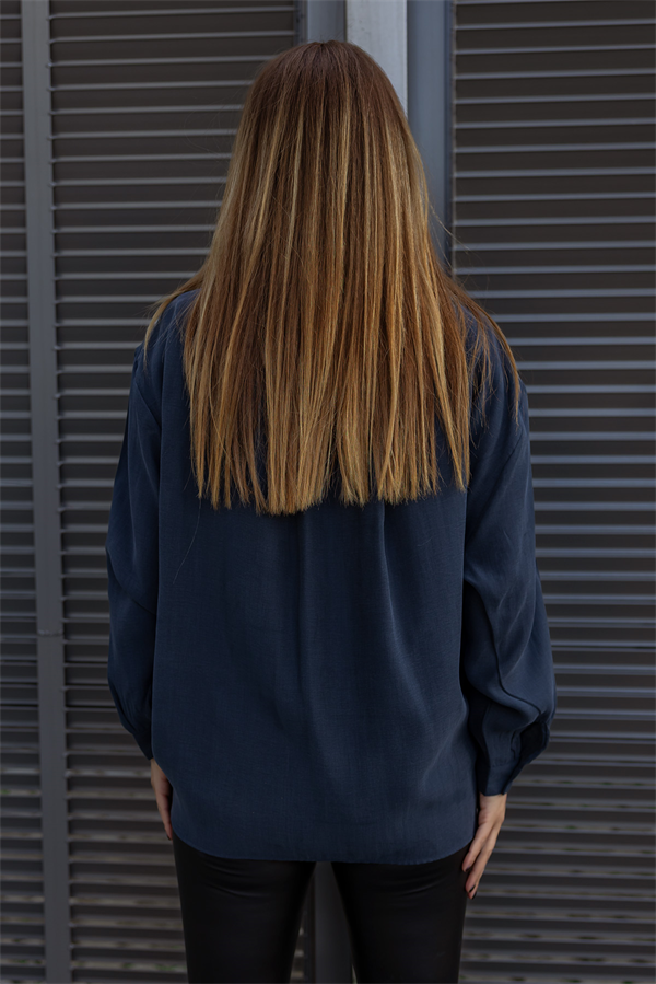 Dokulu Salaş Gömlek - FÜME