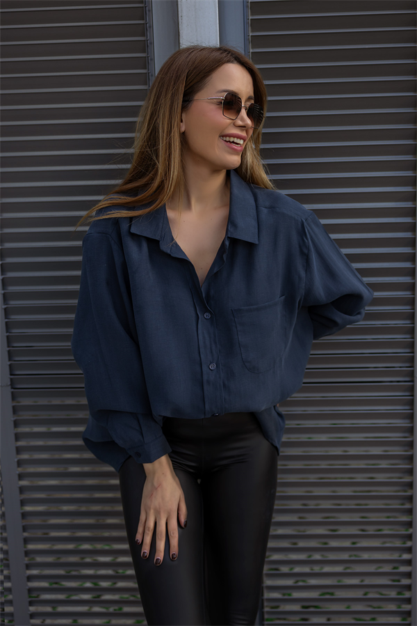 Dokulu Salaş Gömlek - FÜME