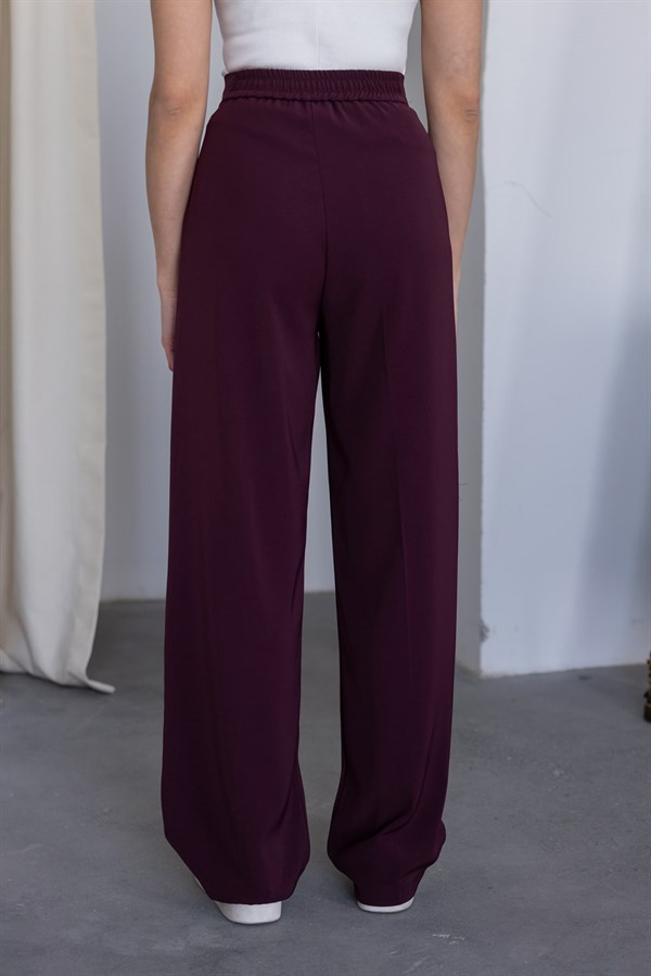 Dökümlü Palazzo Pantolon - BORDO