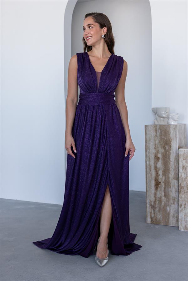 Drape Detay Simli Abiye - MÜRDÜM