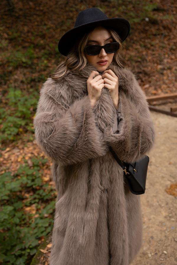 Düğme Kapamalı Kürk - VİZON