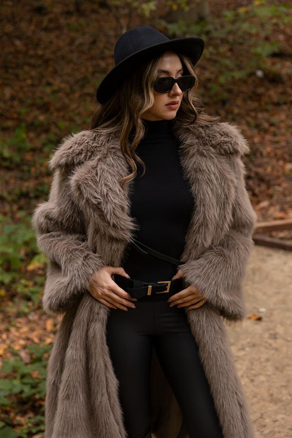 Düğme Kapamalı Kürk - VİZON