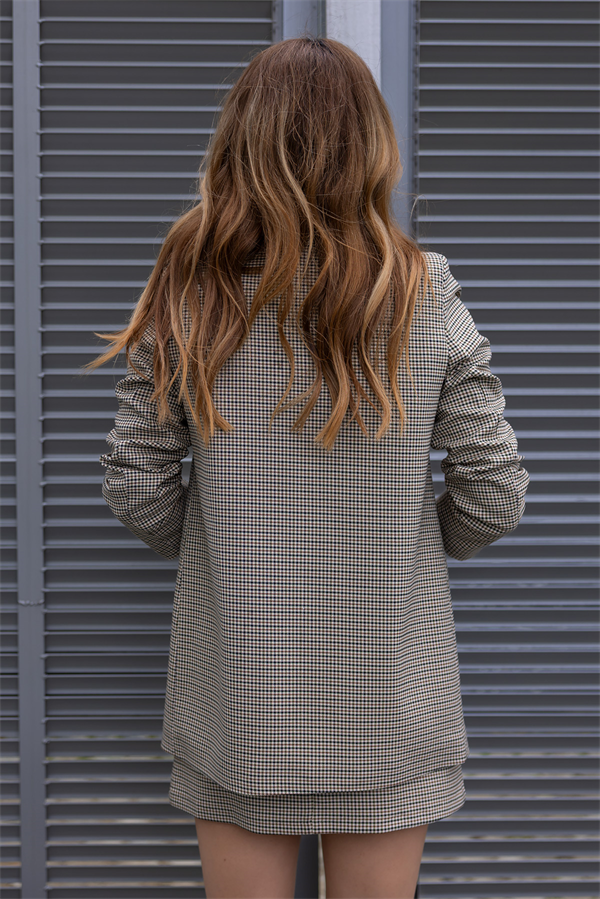 Ekose Etekli Blazer Takım - BEJ