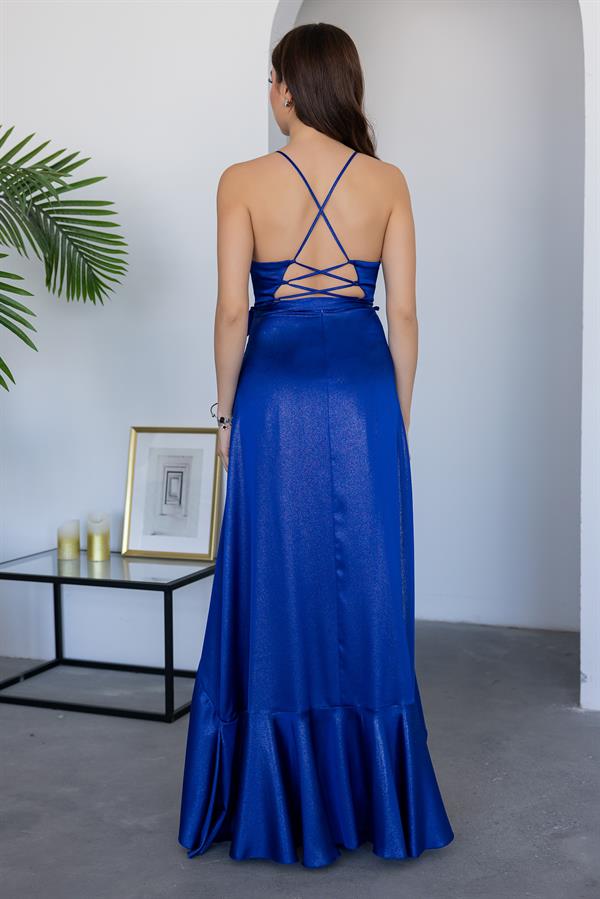 Etek Fırfırlı Simli Abiye - SAKS