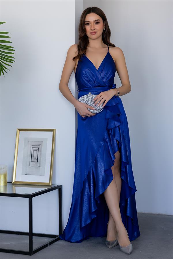 Etek Fırfırlı Simli Abiye - SAKS