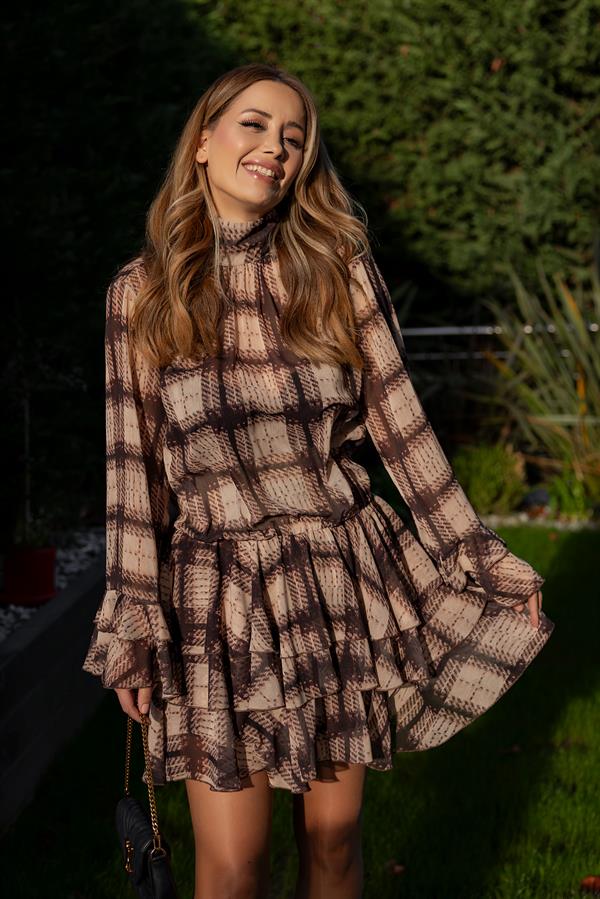 Etek Kat Tül Elbise - BEJ