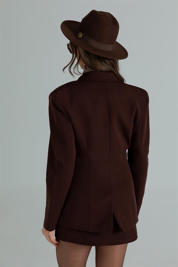 Etekli Blazer Ceket Takım - KAHVERENGİ