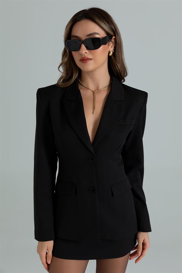 Etekli Blazer Ceket Takım - SİYAH
