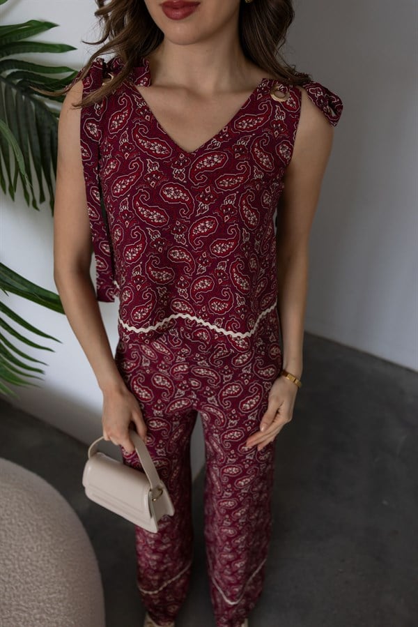 Etnik Desenli Takım - BORDO