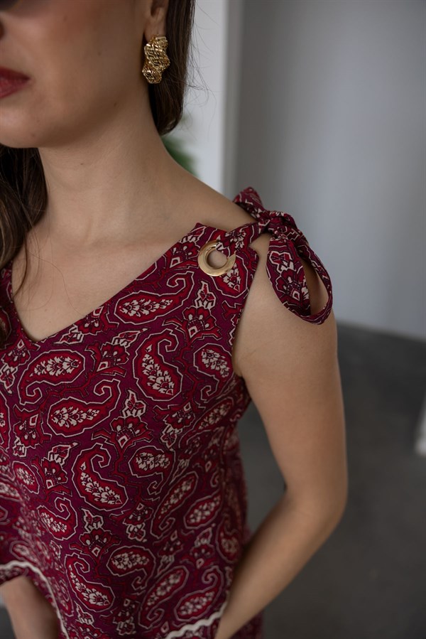 Etnik Desenli Takım - BORDO