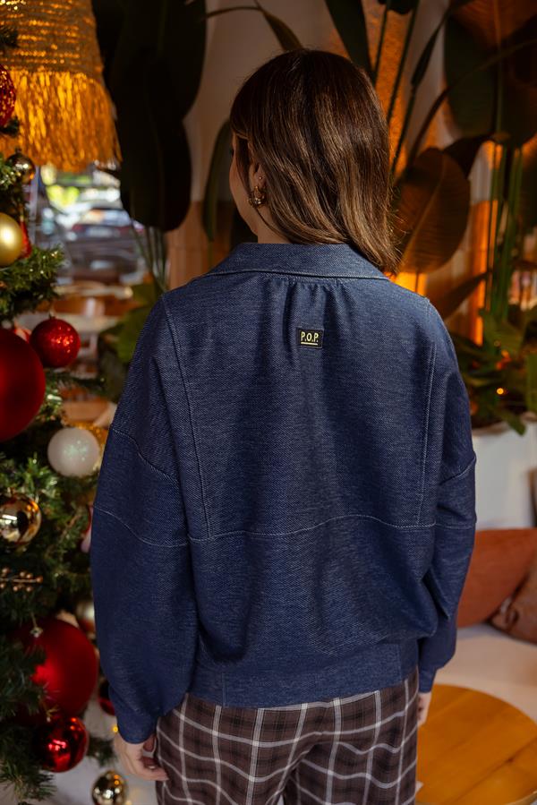 Fermuarlı Cep Detay Sweat - LACİVERT