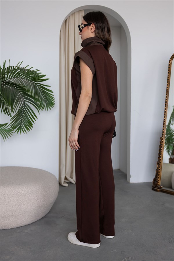 Fermuarlı Paraşüt Takım - KAHVERENGİ