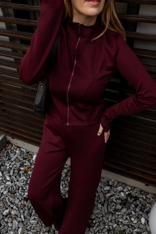 Fermuarlı Soft Scuba Takım - BORDO