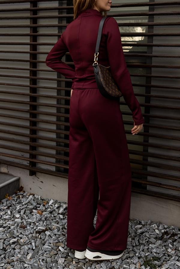 Fermuarlı Soft Scuba Takım - BORDO