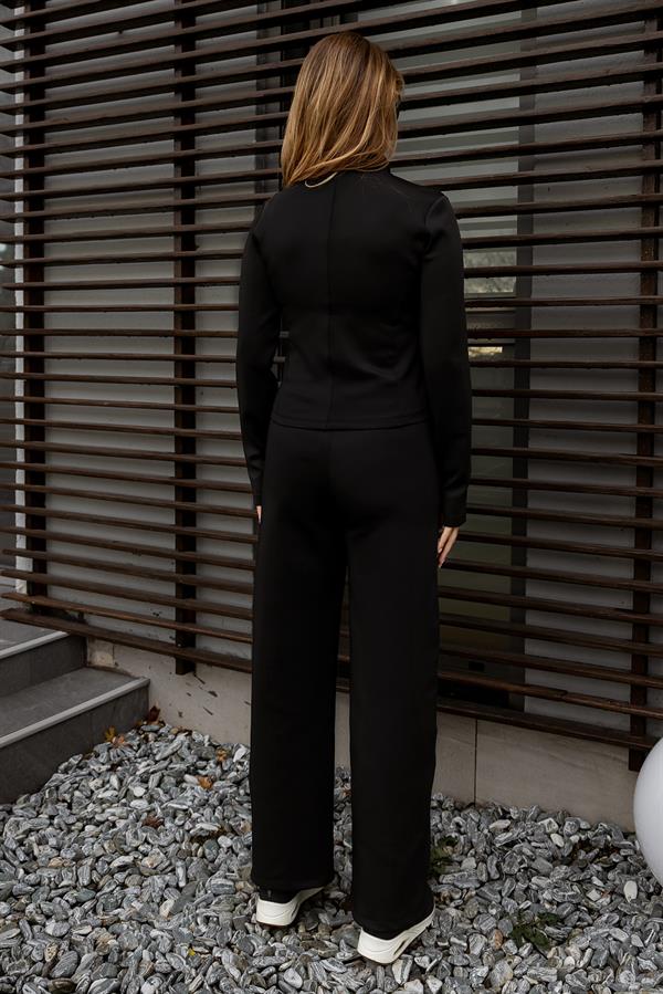 Fermuarlı Soft Scuba Takım - SİYAH