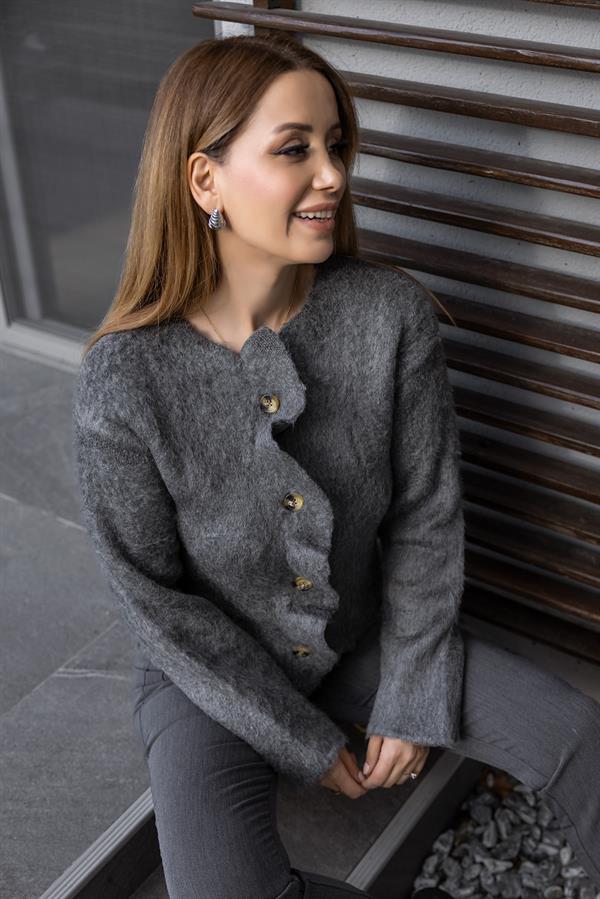 Fırfır Detaylı Hırka - ANTRASİT