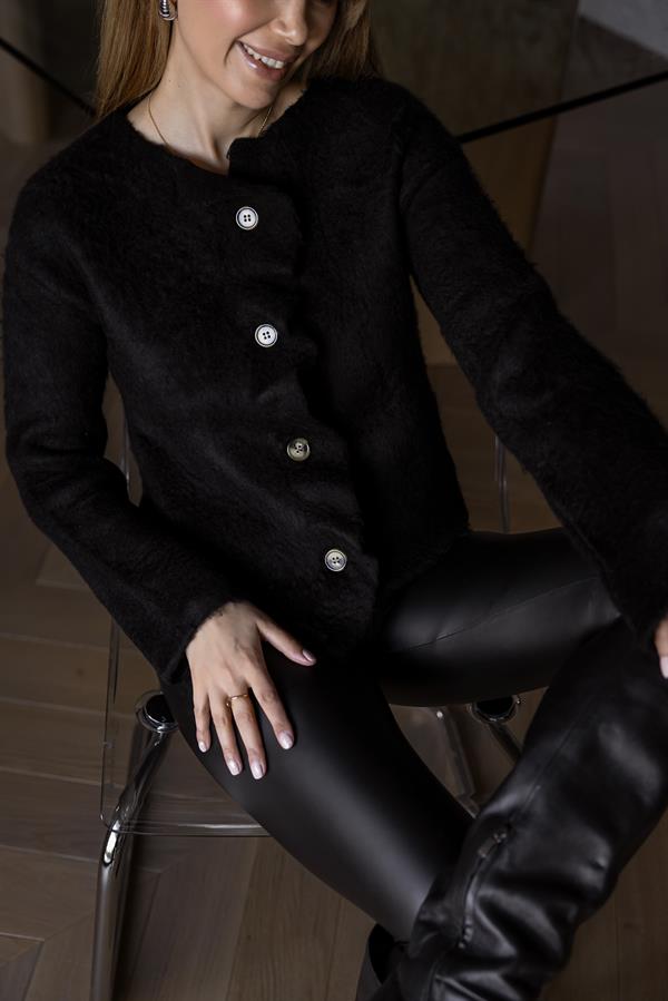 Fırfır Detaylı Hırka - SİYAH