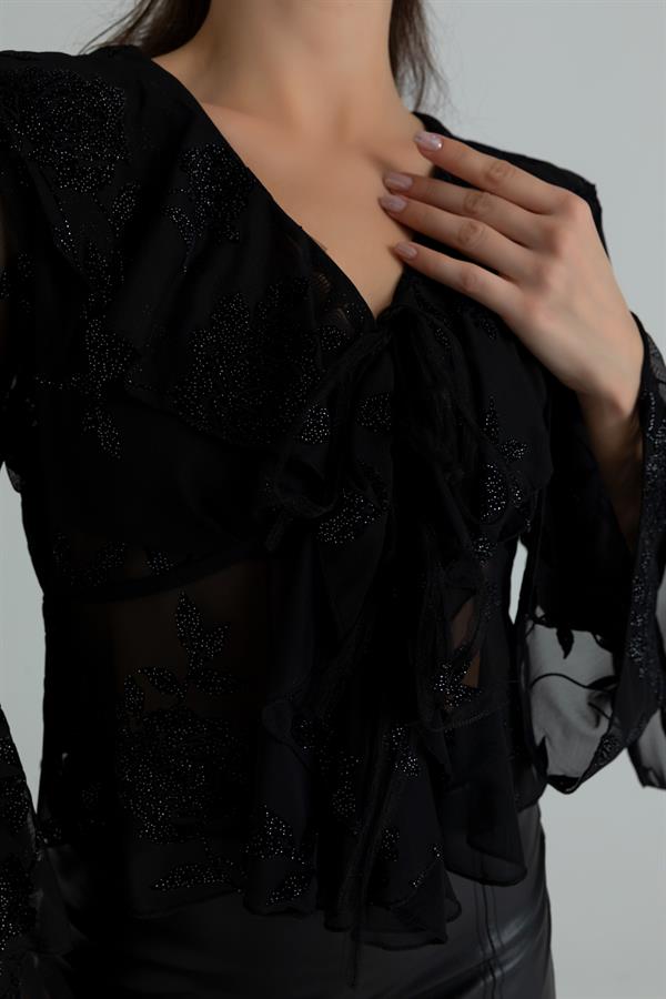 Fırfırlı Bluz - SİYAH