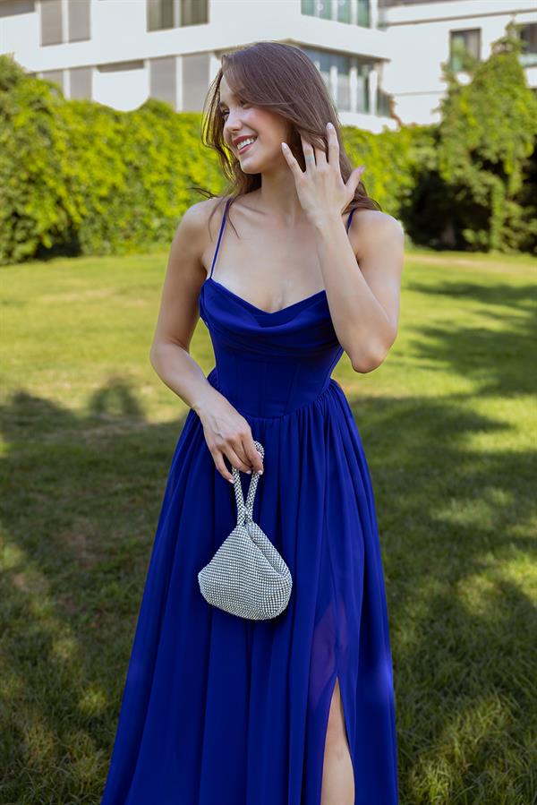 Göğüs Balenli Şifon Abiye - SAKS