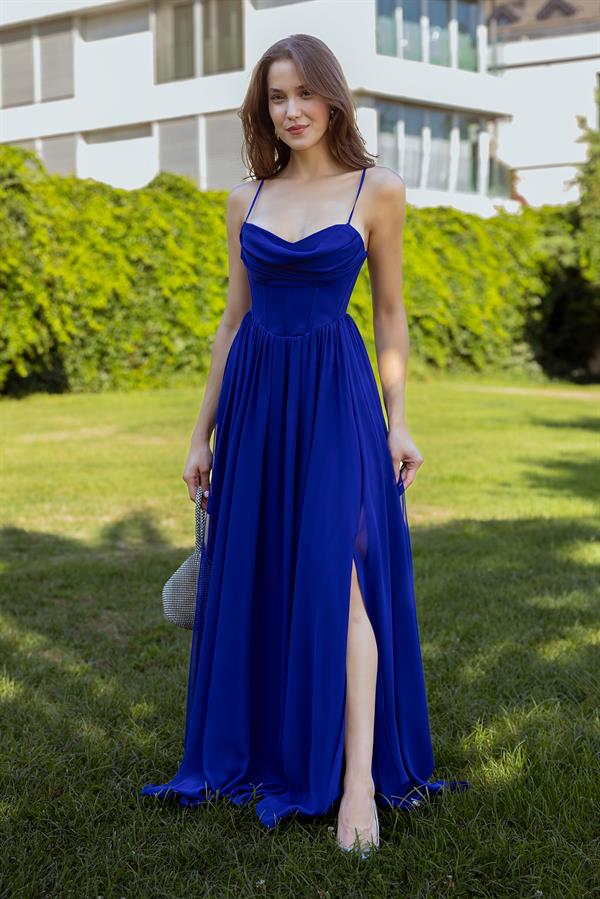 Göğüs Balenli Şifon Abiye - SAKS