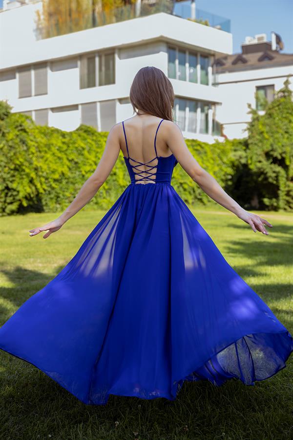 Göğüs Balenli Şifon Abiye - SAKS