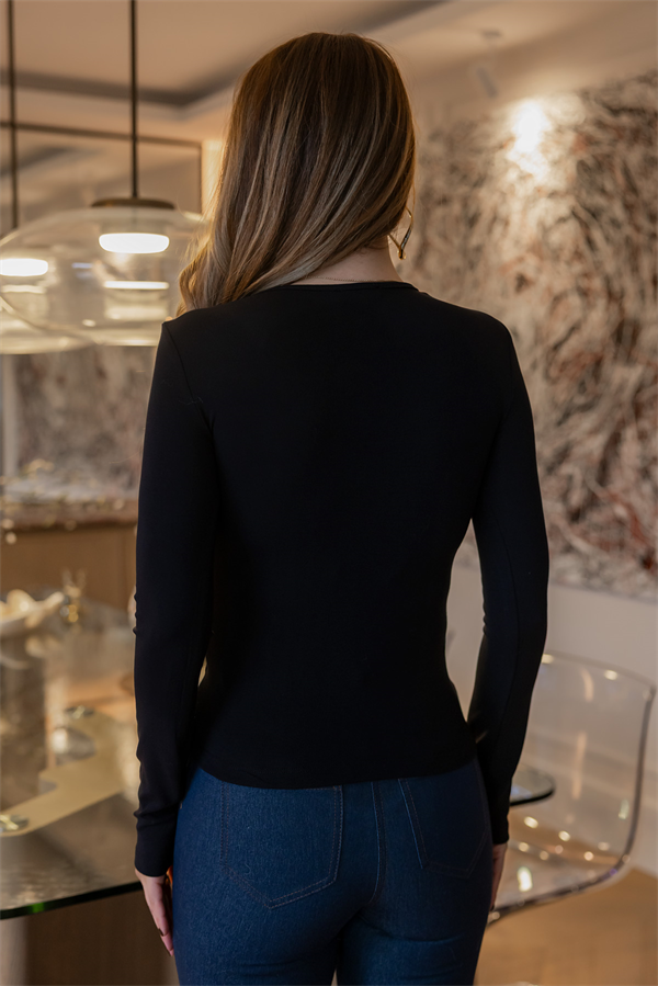 Göğüs Dekolteli bluz - SİYAH